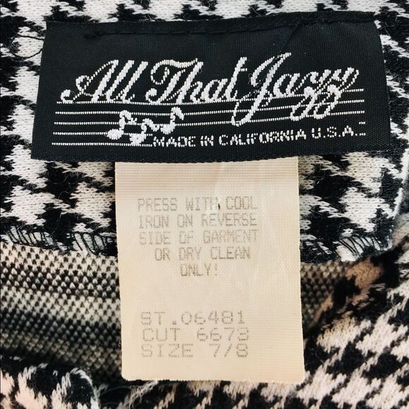 VTG All That Jazz Knit Color Block Houndstooth Puff Sleeve Sweater Dress Suit - Picture 7 of 8